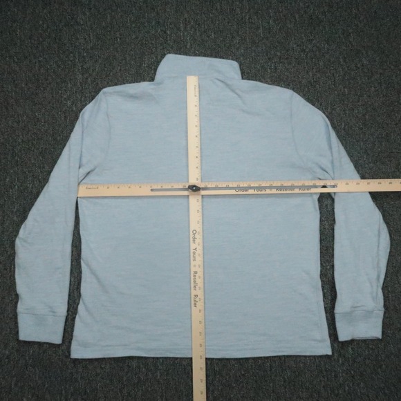 Faherty Sweater Mens Large Blue Sunwashed Slub Quarter Zip Pullover - Picture 7 of 10